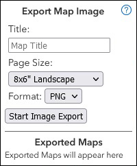 Screenshot of map export  pane