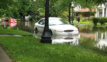 a flooded city street