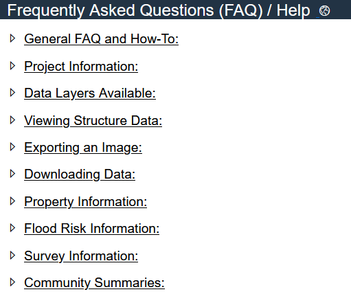 Screenshot of Help/FAQ page