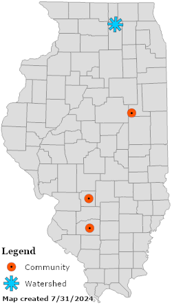 Illinois map with dots on storymap locations