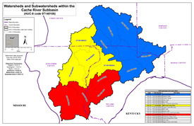 colored areas of the Cache River watershed
