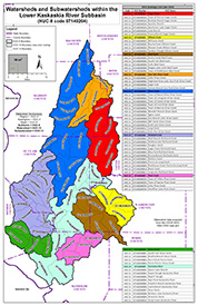 colored areas of the Lower Kaskaskia River watershed